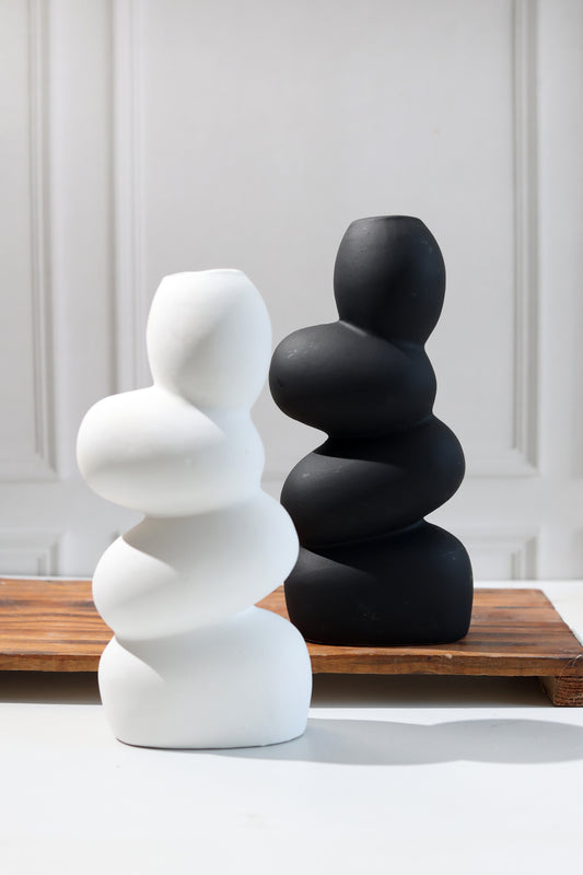 Pebble/Stone Vase Combo Pack (Black & White)
