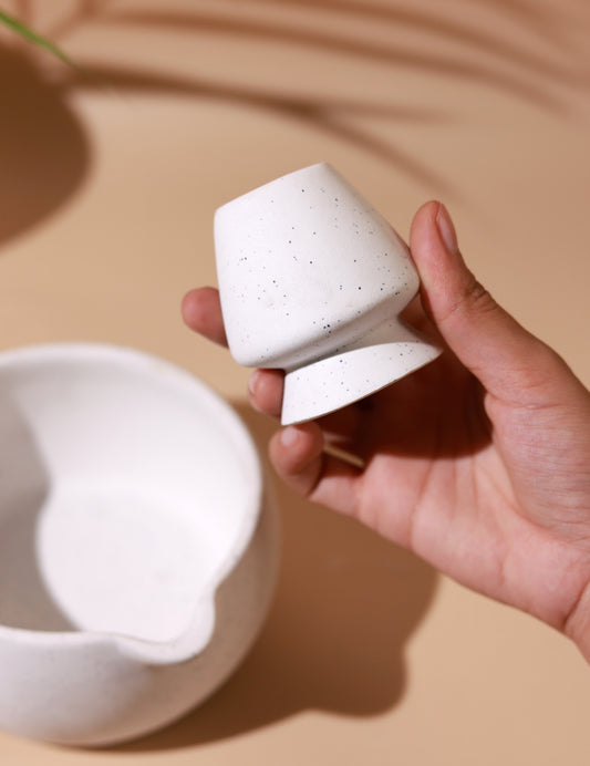 Solid White Matcha Bowl & Whisk Holder Set