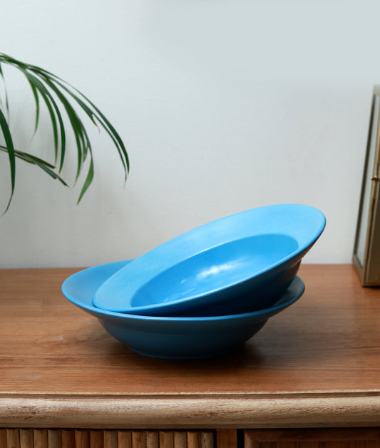 Blue Solid Pasta Plate