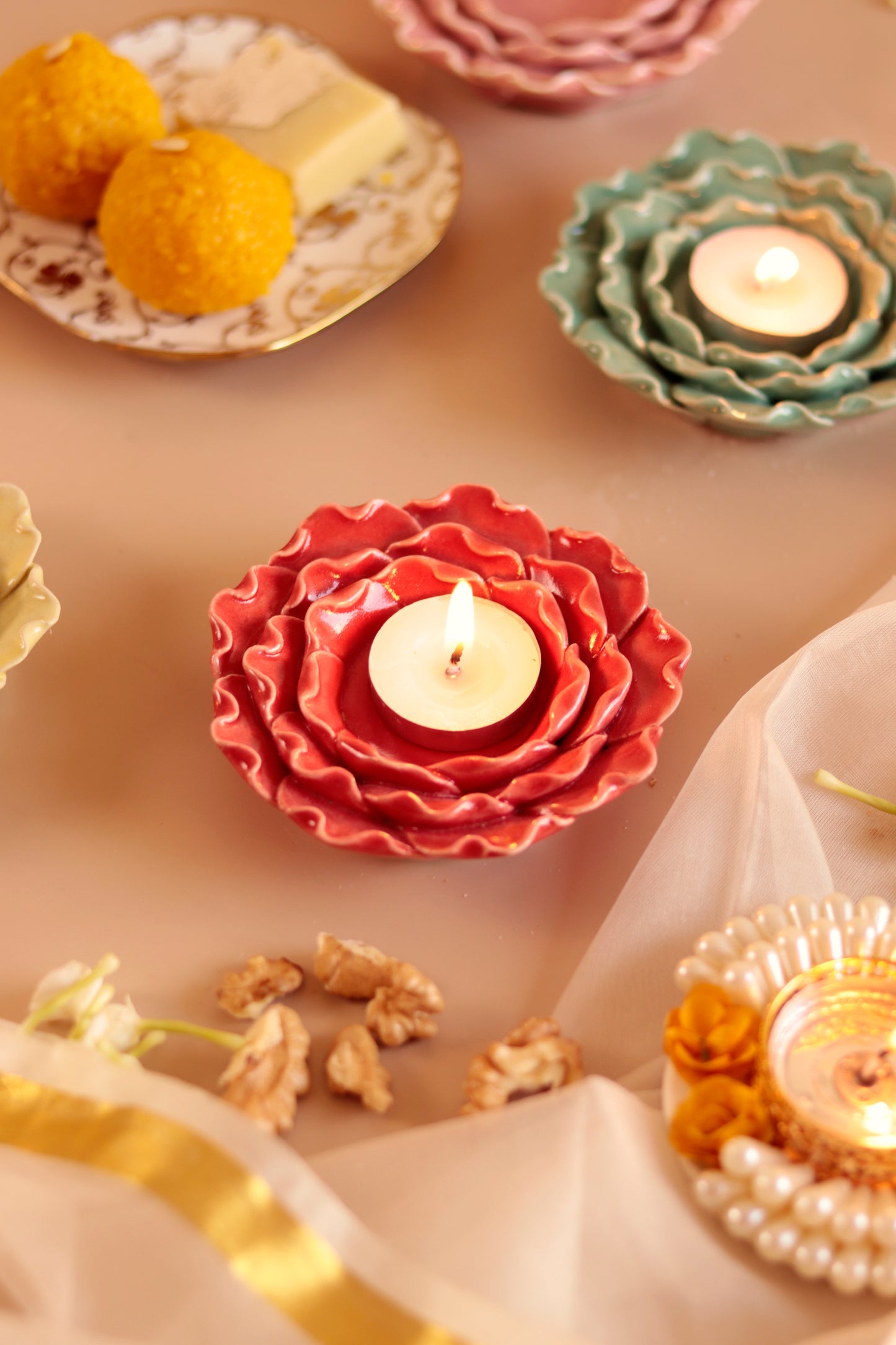 Flower Petal diya/Tea Light Holder (Set of 6)