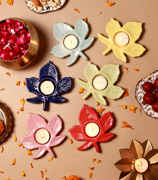 Leaf Diya/T-Light Holders Set of 6
