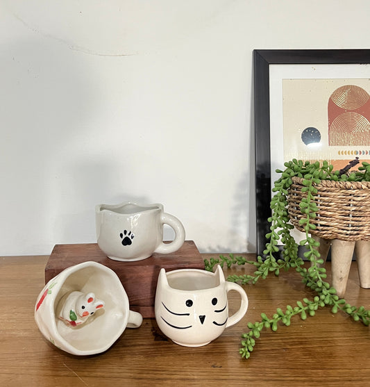 Set of 3 Bunny, Kitty & Paw Cup