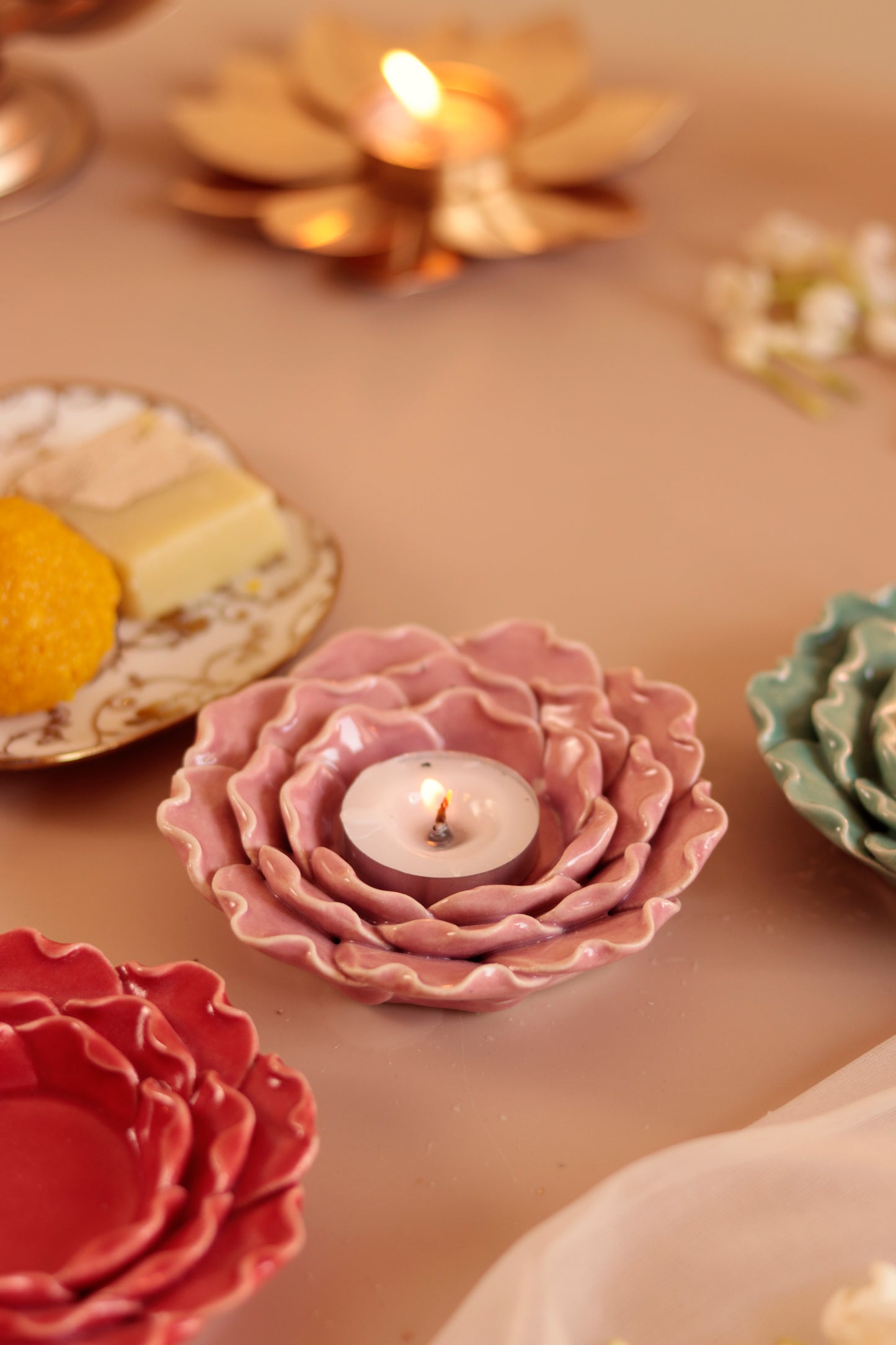 Flower Petal diya/Tea Light Holder (Set of 6)