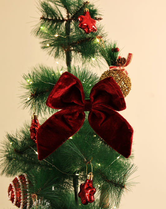 Velvet Bow Tree Topper with Clip