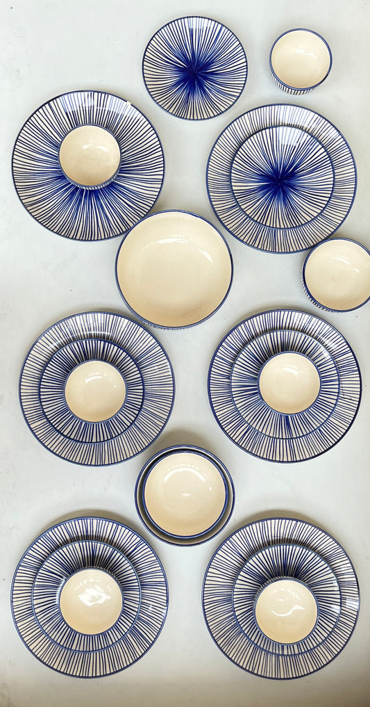 Blue Stripes Dinner Set Serving of 6 (21 pieces)