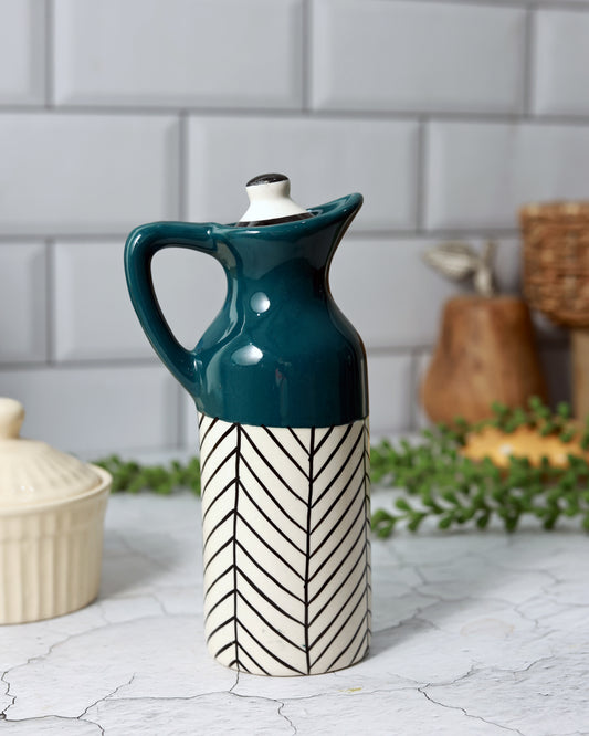 Hand Painted Oil Dispenser Bottle- Green