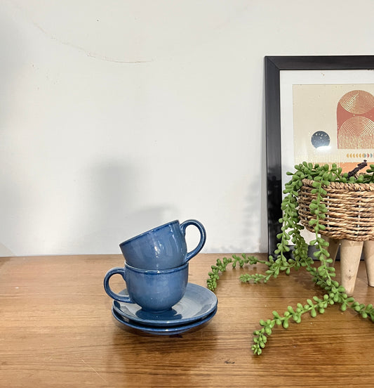 Set of 2 Classic Blue Cup & Saucer Set