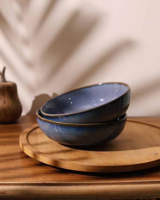 Metallic Blue Pasta Bowl