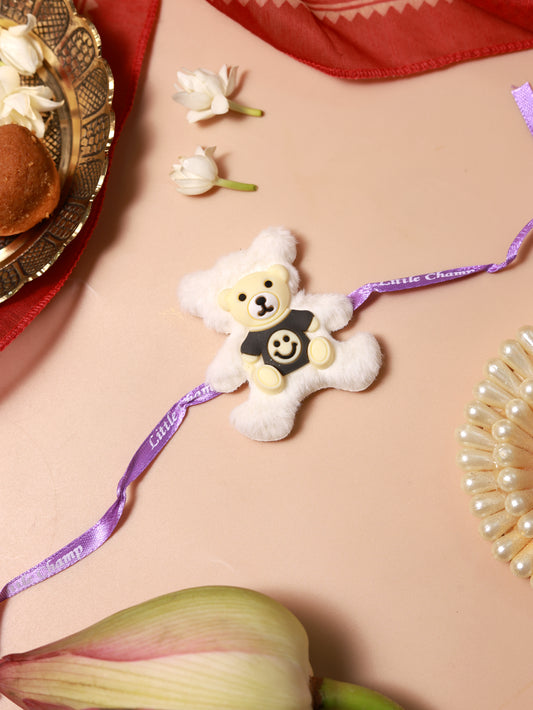 Teddy Bear Kids Rakhi (White-Black)
