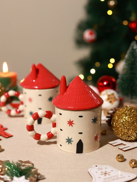 Red Hut Mug with lid