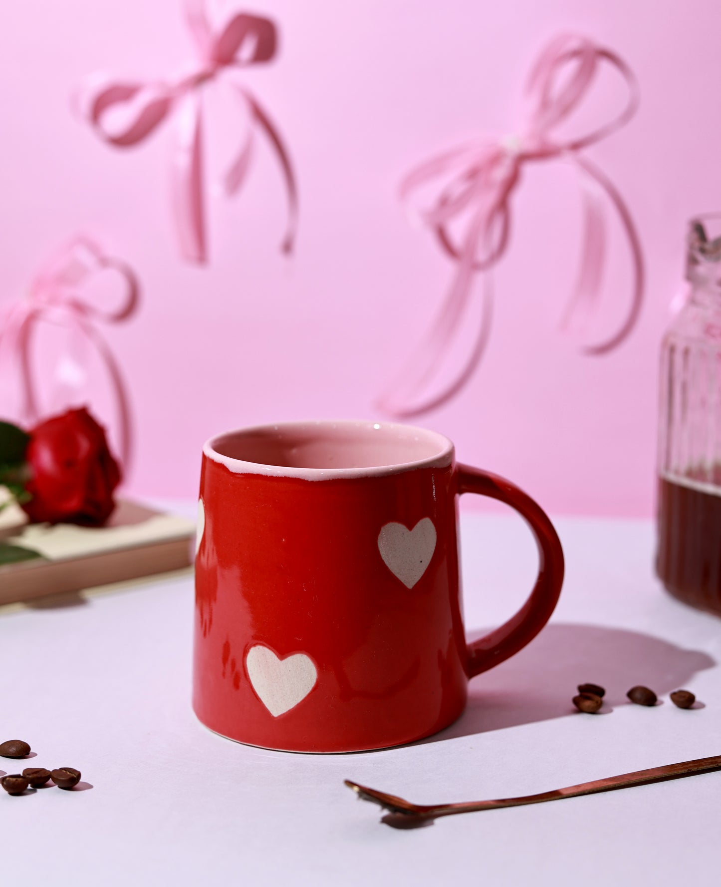 Red and White Heart Mug