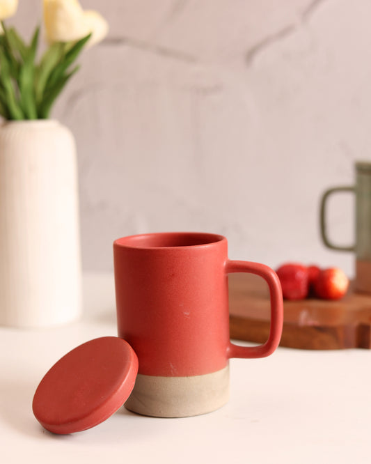 Cranberry Cliff Coffee Mug with Lid