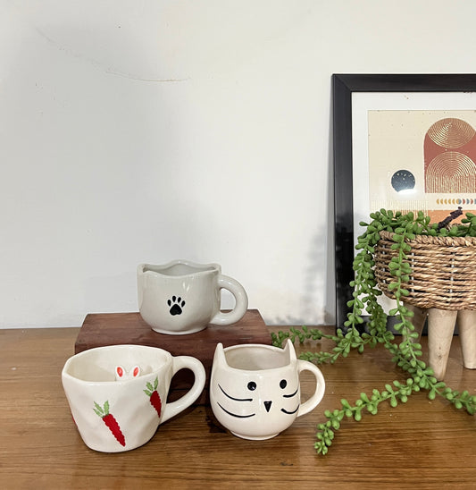 Set of 3 Bunny, Kitty & Paw Cup