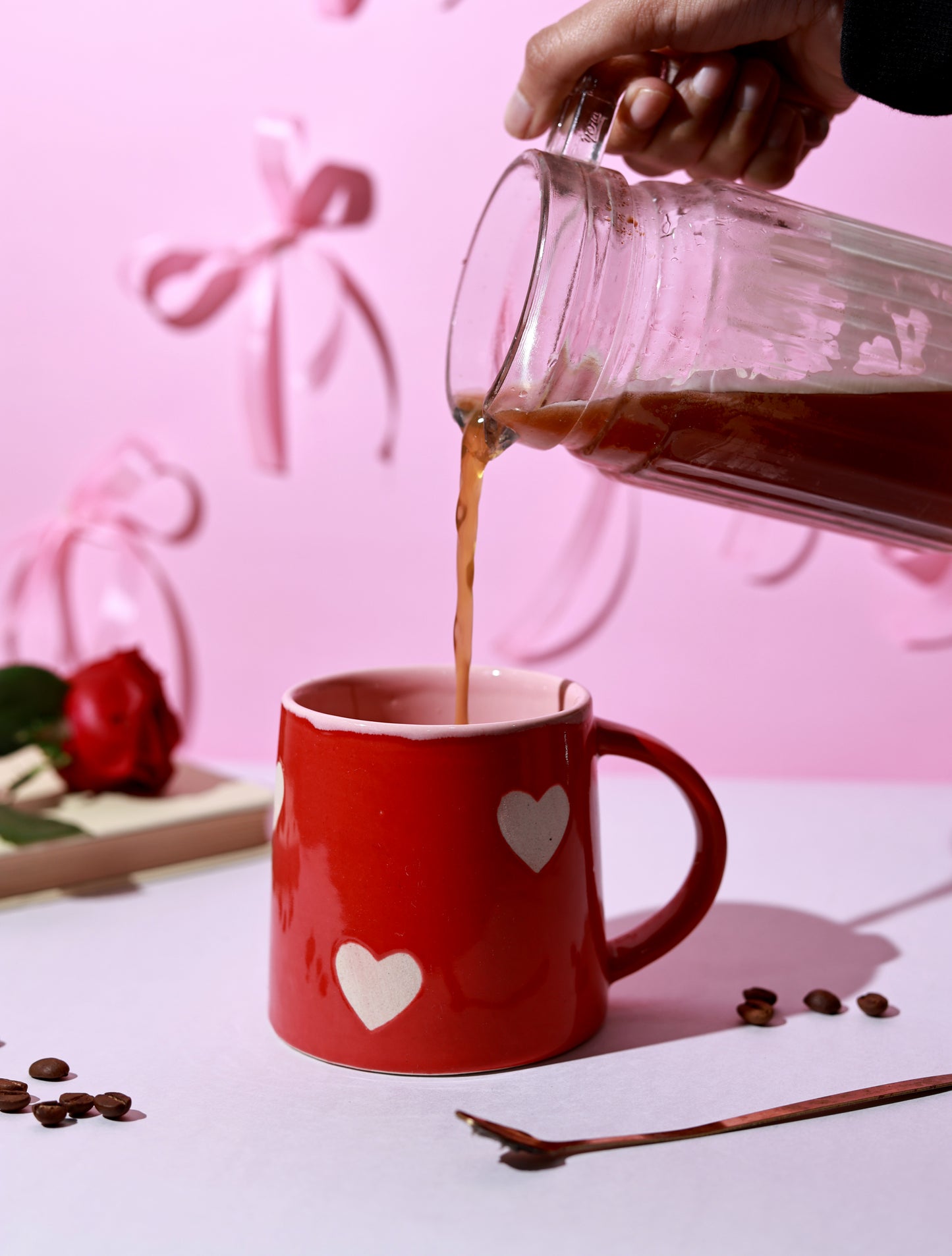 Red and White Heart Mug