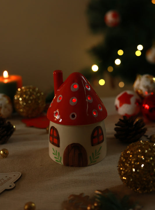 Handpainted Ceramic Hut T-light Holder