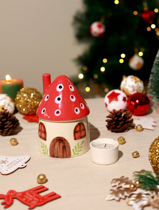 Handpainted Ceramic Hut T-light Holder