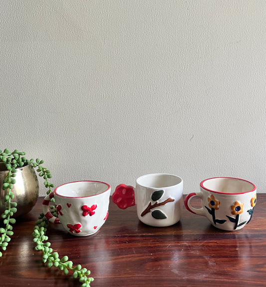 Set of 3 Bow & Blossom Cups