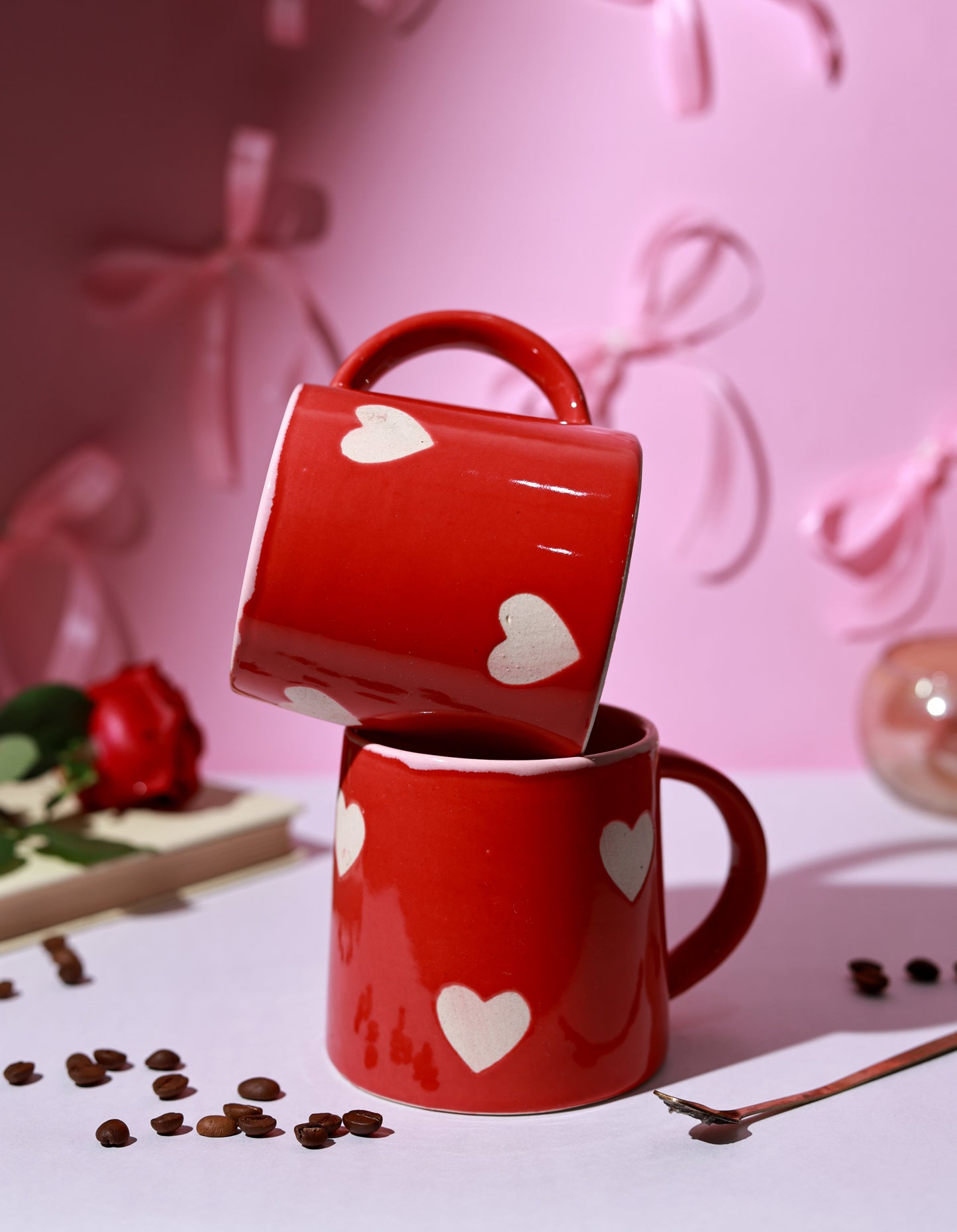 Red and White Heart Mug