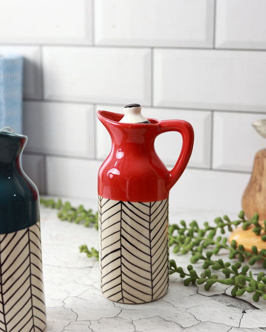 Hand Painted Oil Dispenser Bottle- Red