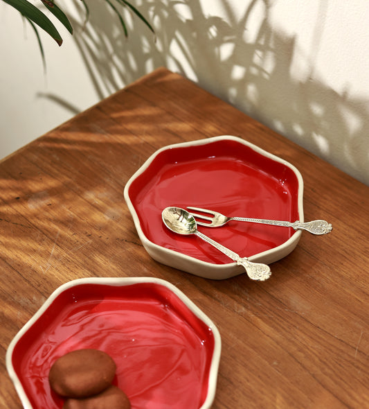 Solid Red Dessert Plate