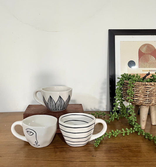 Set of 3 Monochrome Cups
