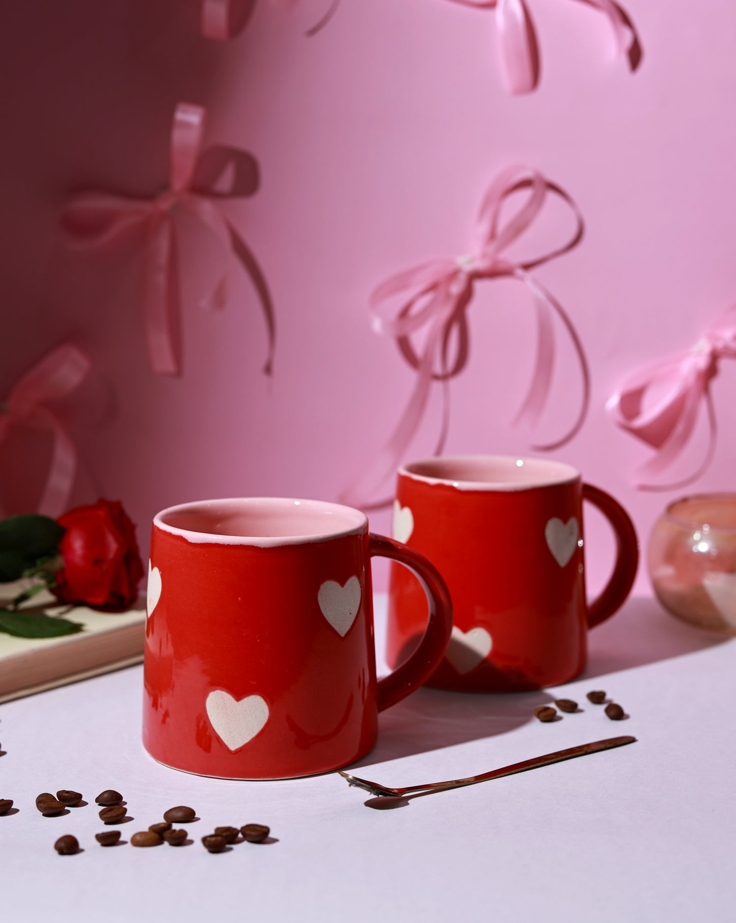 Red and White Heart Mug