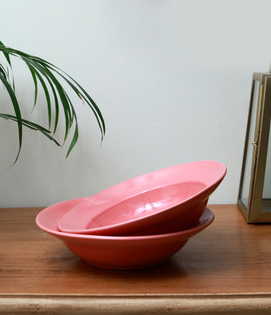 Pink Solid Pasta Plate