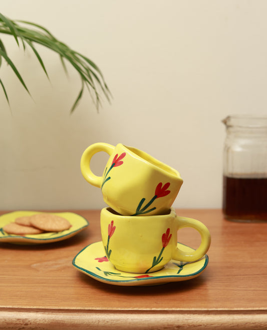 Yellow Flower Cup & Saucer Set