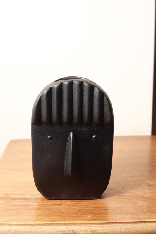 Ribbed Fringe Vase- Black