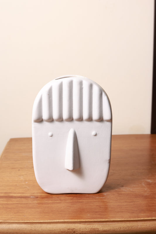 Ribbed Fringe Vase- White