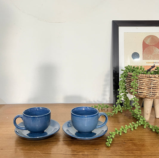 Set of 2 Classic Blue Cup & Saucer Set