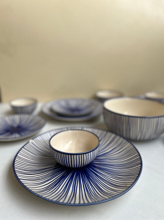 Blue Stripes Dinner Set Serving of 6 (21 pieces)