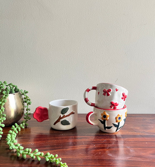 Set of 3 Bow & Blossom Cups
