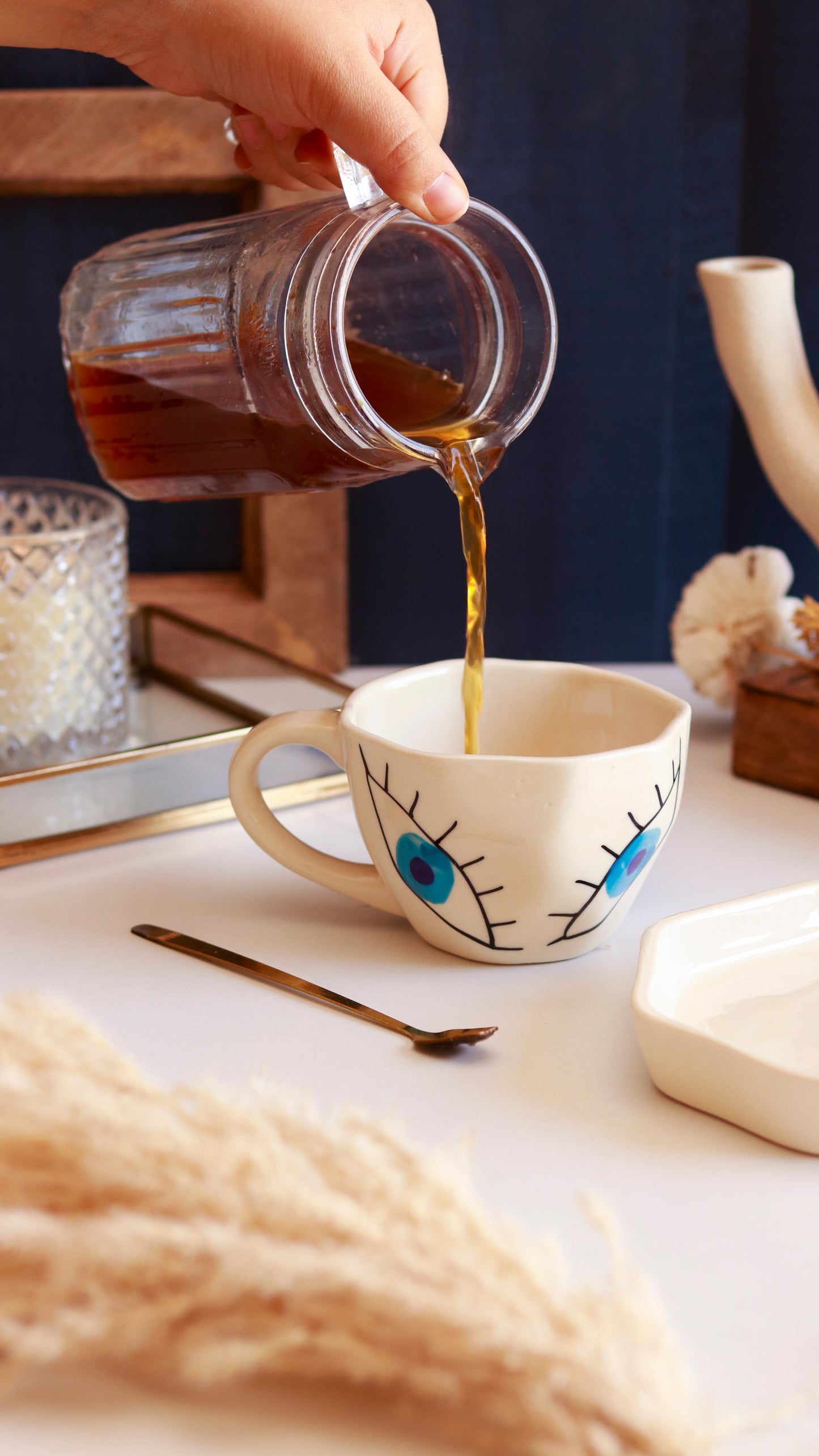 Hand Painted Bohemian Cups- Evil Eye