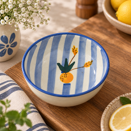 Blue Stripes Cereal Bowl