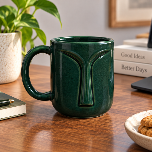 Dark Green Face Mug