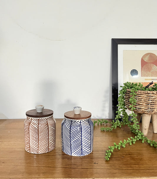 Set of 2 Airtight Chevron Jars