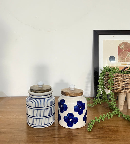 Set of 2 Blue Airtight Jars