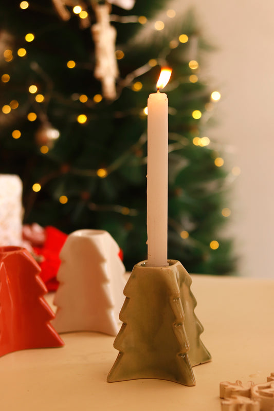Christmas Tree Candle Holder- Green