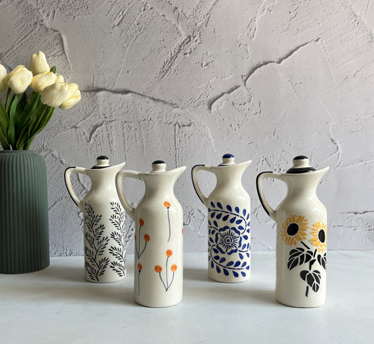 Hand Painted Oil Dispenser Bottle-Combo of 4