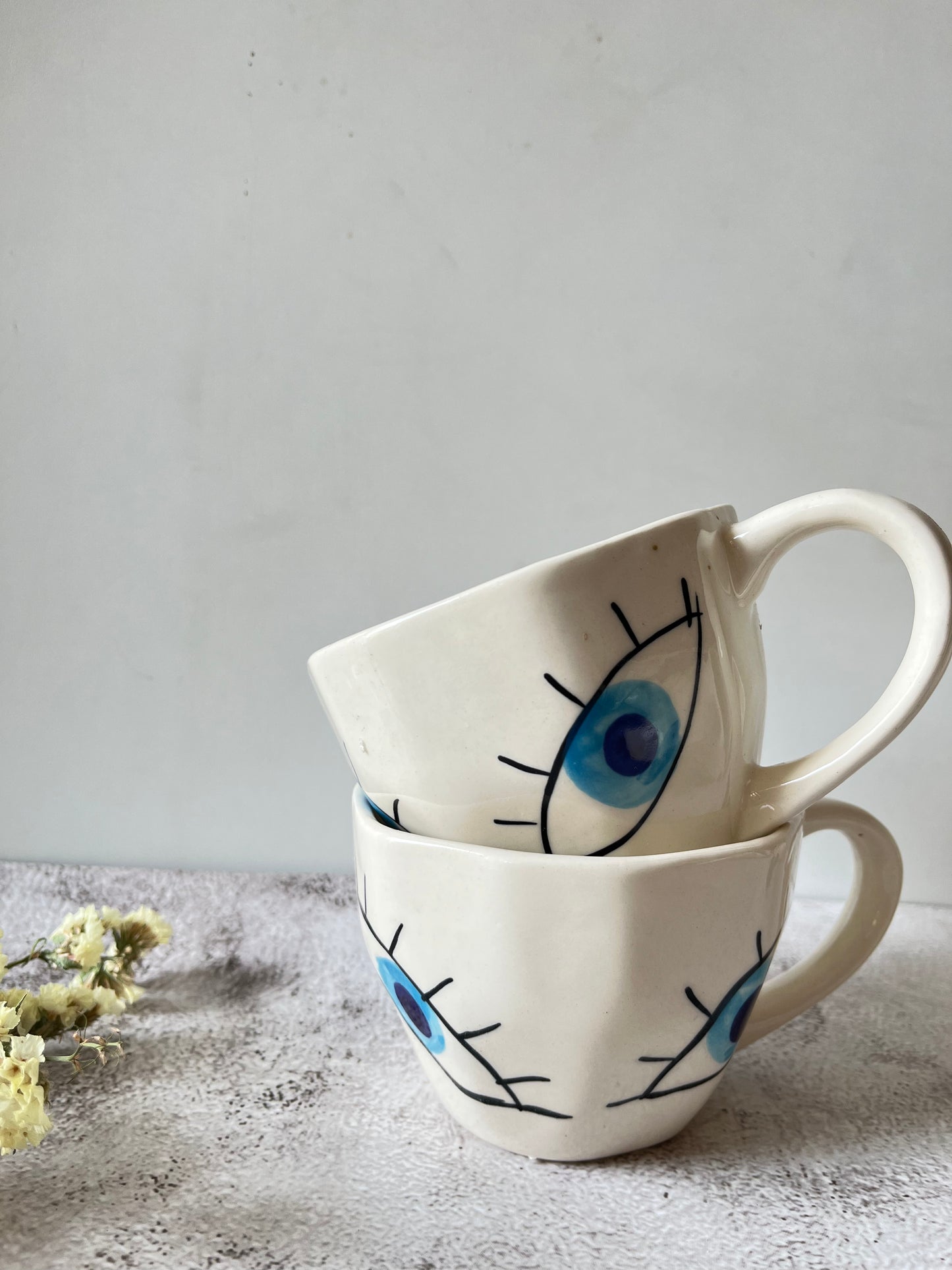 Hand Painted Bohemian Cups- Evil Eye