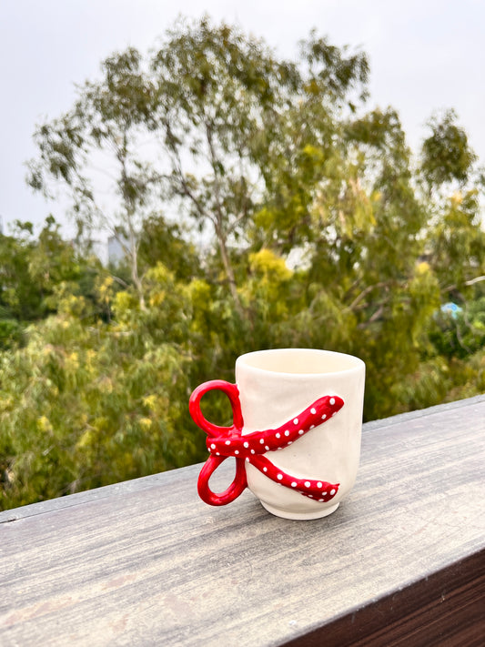 Red Bow Handle Mug