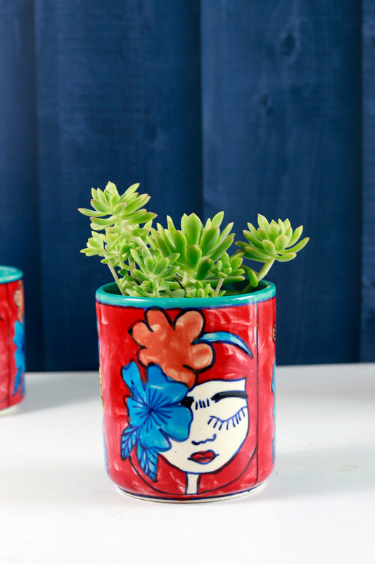 Hand Painted Planter- Lady face