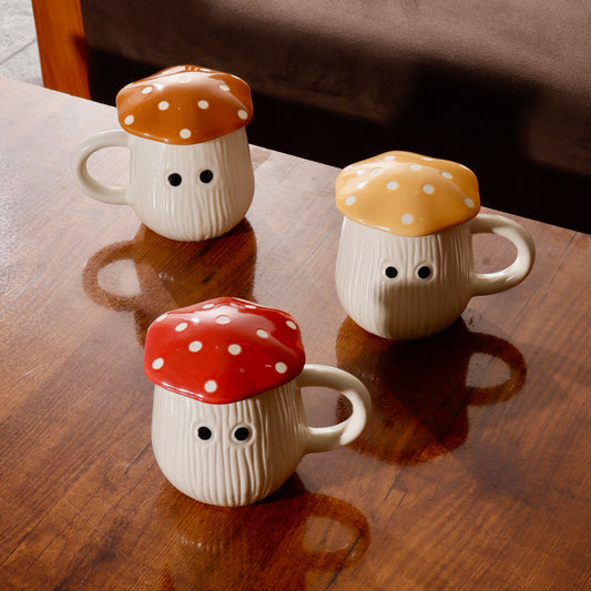 Mushroom Mug with Lid Combo of 3