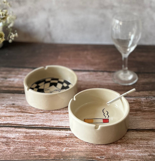 Hand Painted Ash Tray Combo of 2