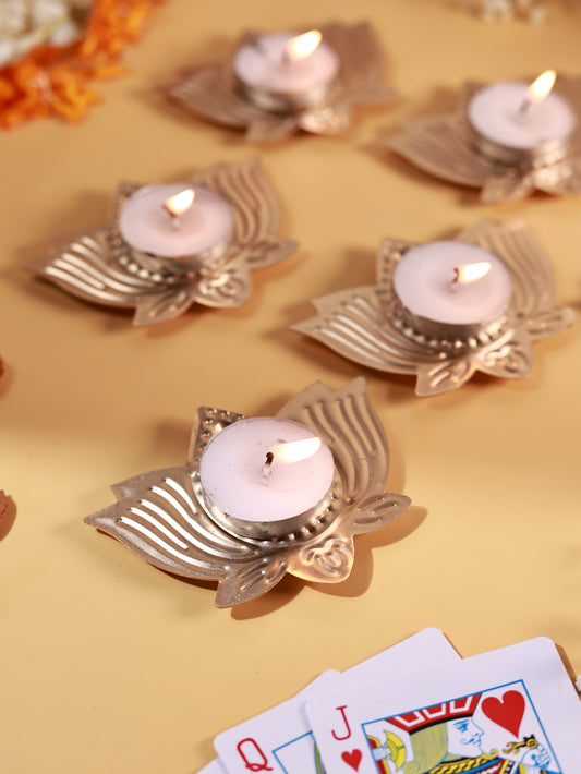 Metal Lotus Diya Set of 6