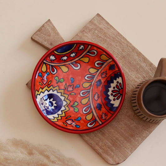 Hand Painted Dessert/Snack Plate (Orange)
