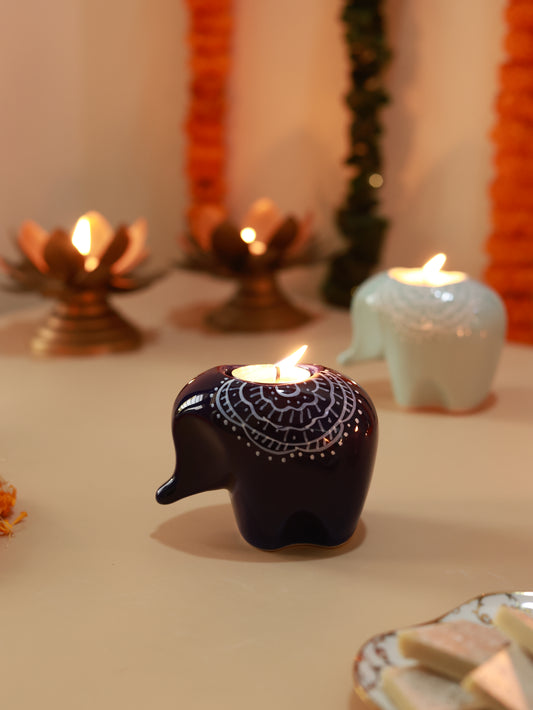 Ele T-Light Candle Holder Dark Blue