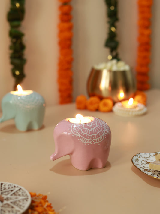 Ele T-Light Candle Holder Pink