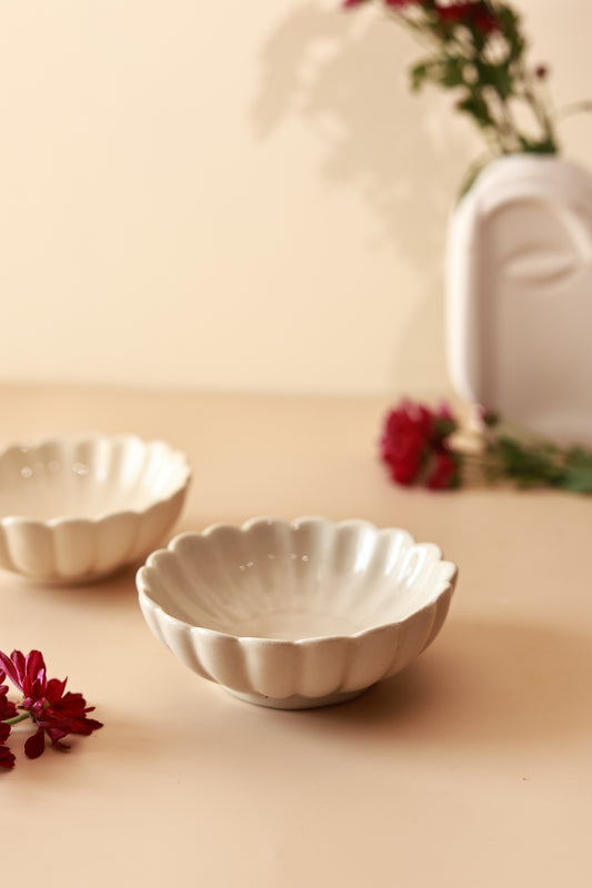 White Flower Dessert Bowl